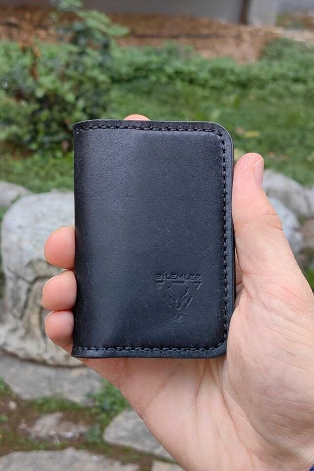 Deri Desenli Cüzdan Siyah