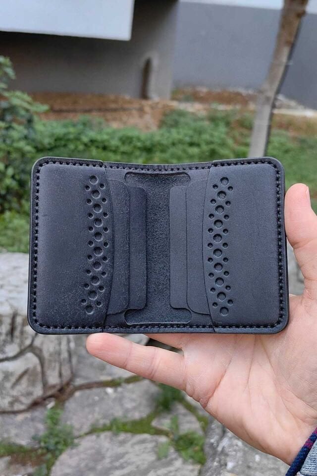 Deri Desenli Cüzdan Siyah