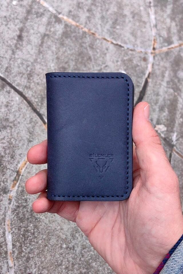 Deri Desenli Cüzdan Lacivert