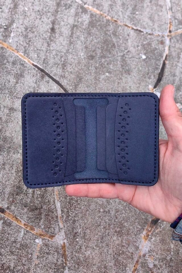 Deri Desenli Cüzdan Lacivert