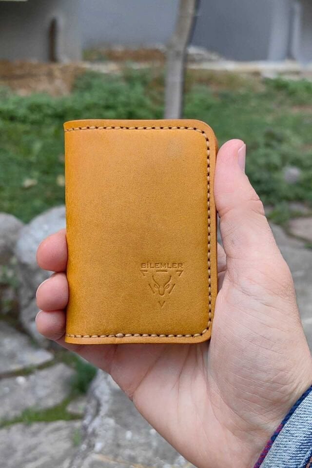 Deri Desenli Cüzdan Camel