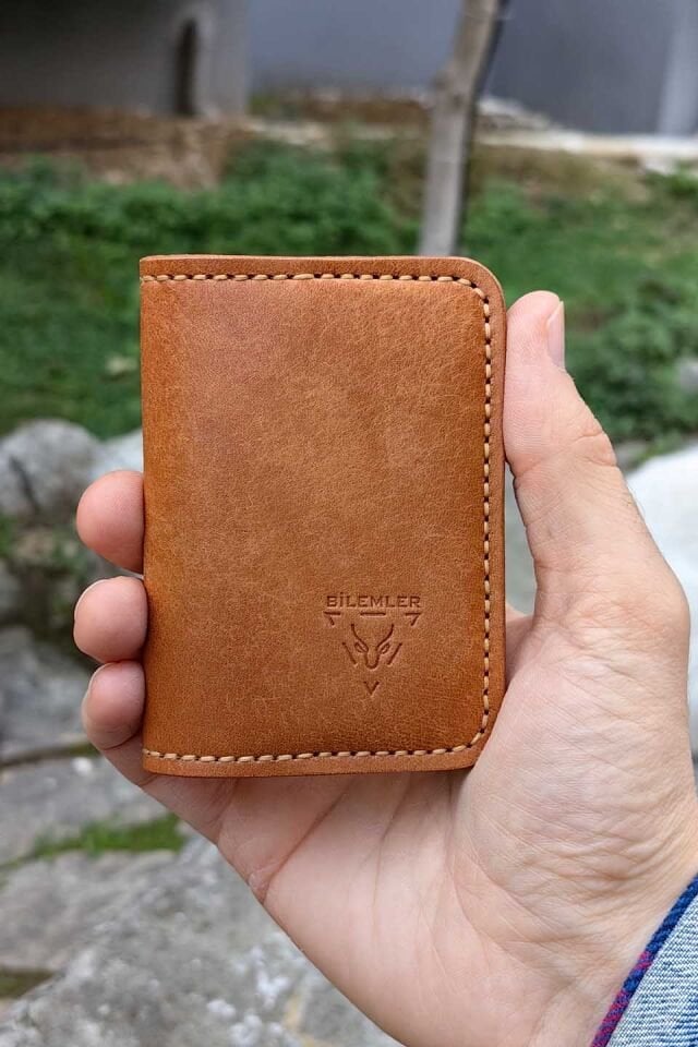 Deri Desenli Cüzdan Naturel