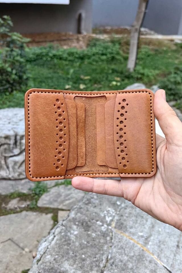 Deri Desenli Cüzdan Naturel