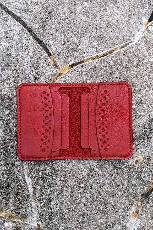 Deri Desenli Cüzdan Kırmızı
