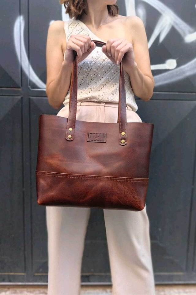 Deri Tote Bag Kahverengi