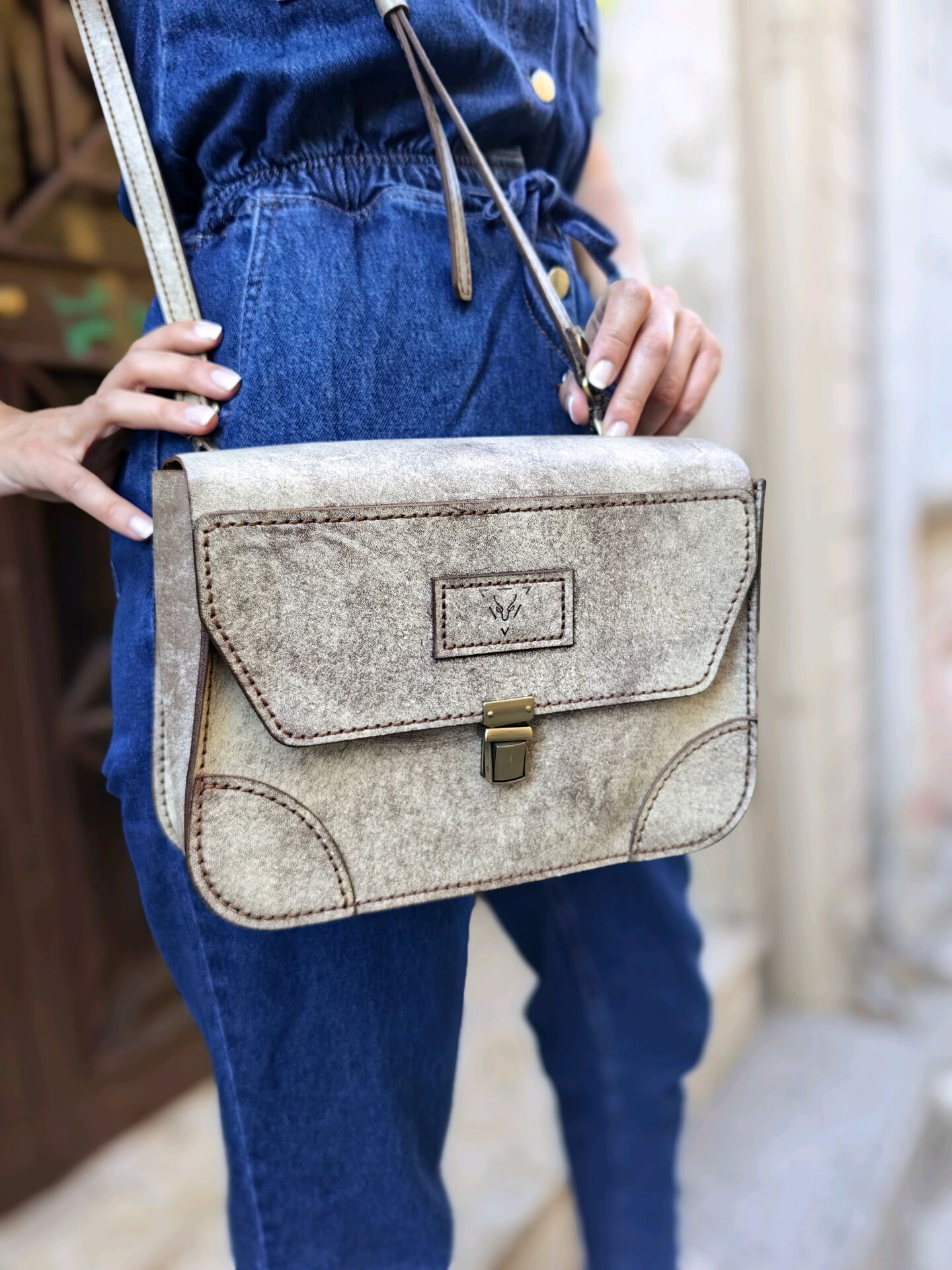 Deri Retro Omuz Çantası Ghost Taba