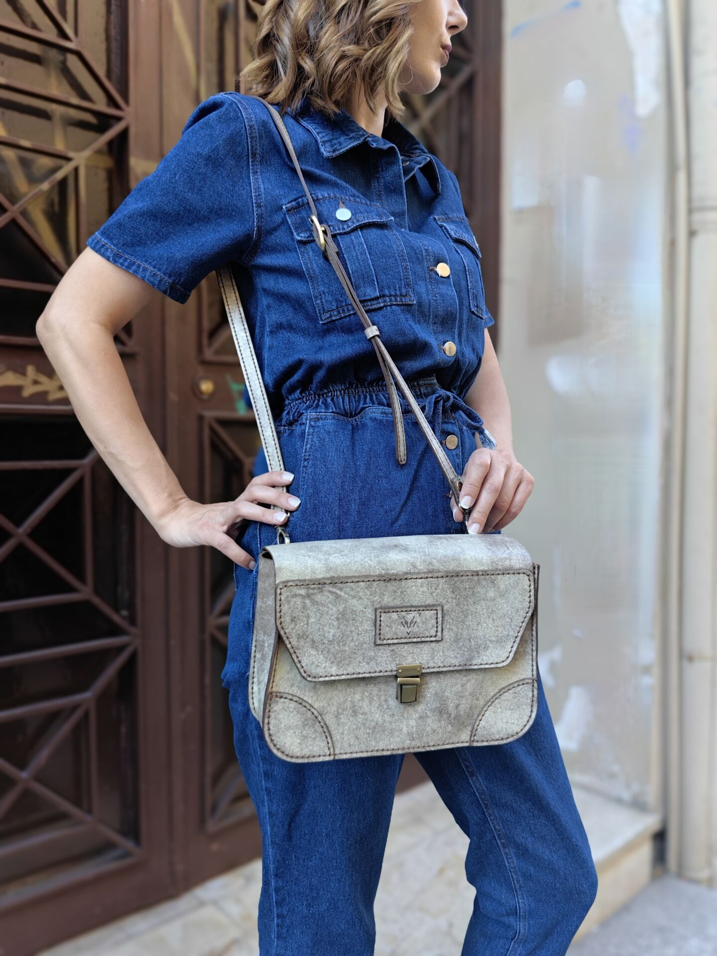 Deri Retro Omuz Çantası Ghost Taba