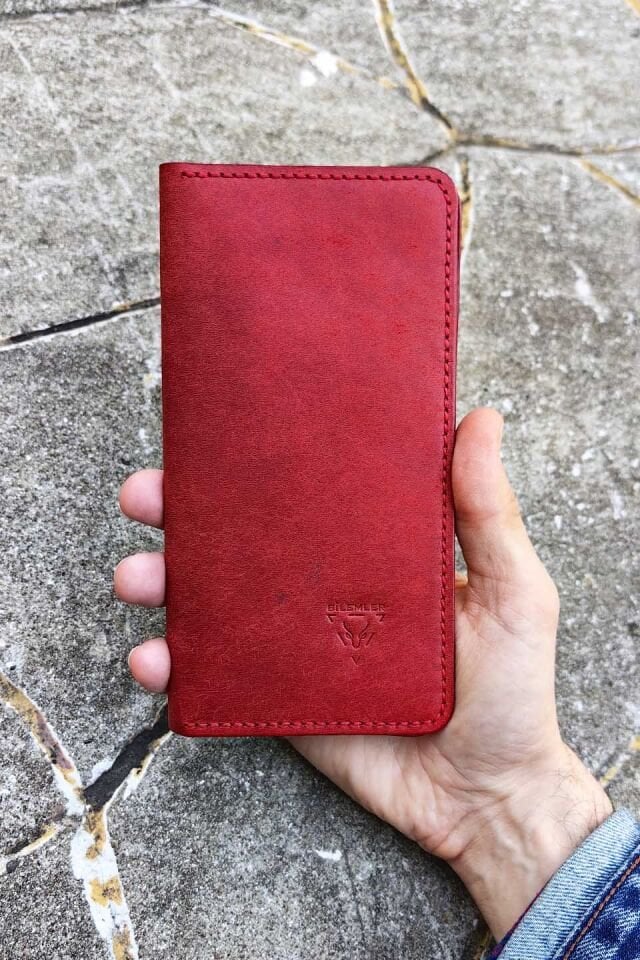 Deri Telefon Cüzdan Kırmızı