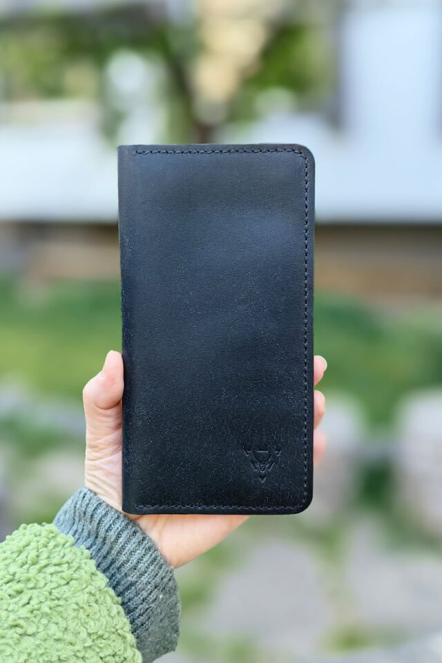 Deri Telefon Cüzdan Siyah