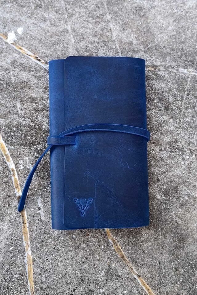 Deri Kitap Kılıfı Mavi