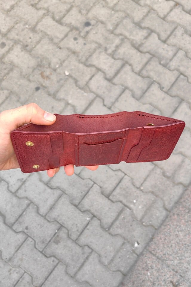 Deri Çıt Çıtlı Cüzdan Bordo